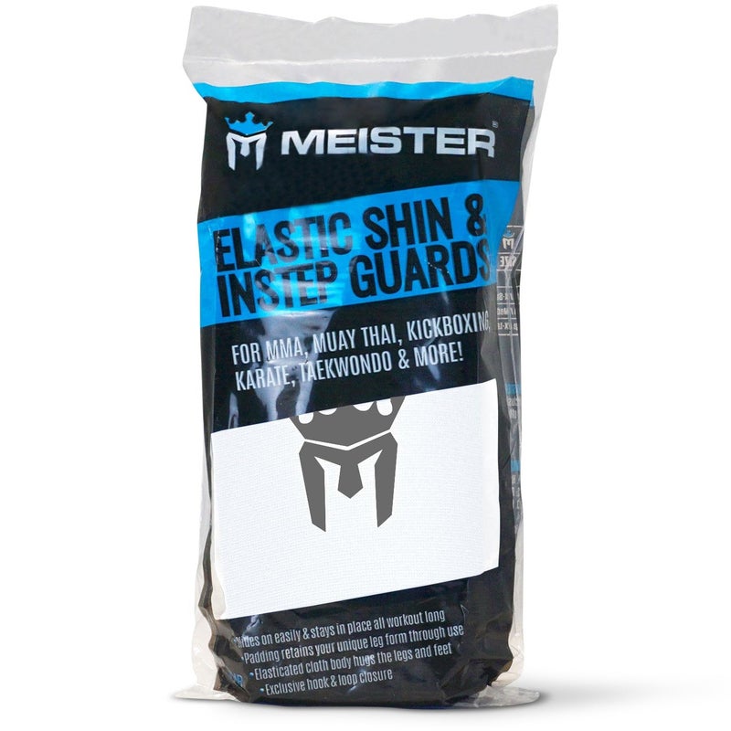 مايستر Meister MMA واقيات مبطنة للساق والمشط من القماش المرن (زوج) - أبيض - كبير/X-Large - Image 4